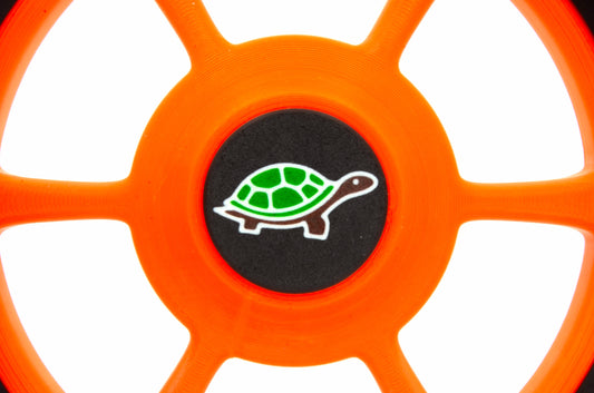 2 zwarte achtergrondschildpadbadges voor aangepaste Husqvarna Automower-wielen met diameters van 210 en 250 mm